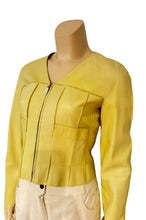 Load image into Gallery viewer, Vintage Chanel 99P, 1999 Spring yellow soft lambskin leather jacket FR 34 US 2/4