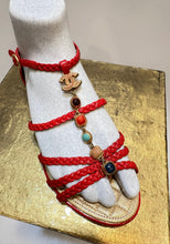 Load image into Gallery viewer, Chanel Red Patent Leather Cabochon Stones CC Charm Sandals EU 37 US 6/6.5