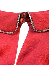 Load image into Gallery viewer, Chanel 09A Paris-Moscow Red Silk Crystal Polo Blouse FR 38