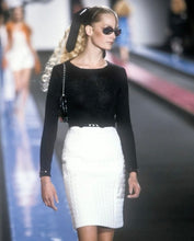 Load image into Gallery viewer, Vintage Chanel Black Sweater Patent Belt at Waist and Wrists FR 34/36 US 4
