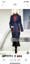 Load image into Gallery viewer, Chanel Vintage 97A 1997 Fall Navy Blue Red Trim Long Heavy Wool Winter Coat FR 38 US 4