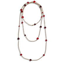 Load image into Gallery viewer, CHANEL 1990s RED GRIPOIX SAUTOIR STRAND NECKLACE EXTRA LONG
