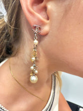 Load image into Gallery viewer, Chanel 06A Lucky Heart Charm Pearl Dangle Silver Gold Earrings