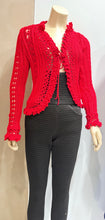 Load image into Gallery viewer, Chanel 04P 2004 Spring Red Crochet Cardigan FR 38 US 4/6