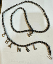 Load image into Gallery viewer, Chanel Charm Letters 2012 Silver Black Leather Chain Link Belt/Necklace