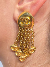 Load image into Gallery viewer, Chanel 96P Vintage dangle fringe gold plated CC clip on earrings