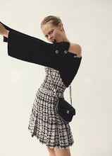 Load image into Gallery viewer, Chanel 20P Campaign Ad Tweed Pink Black White Eyelet Dress FR 38