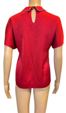 Load image into Gallery viewer, Chanel 09A Paris-Moscow Red Silk Crystal Polo Blouse FR 38
