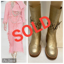 Load image into Gallery viewer, Chanel 16A Runway Gold Metallic Biker Boots EU 39.5 US 9/9.5