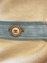 Load image into Gallery viewer, Chanel 07P 2007 Spring Ecru and Denim Trim Cardigan FR 40