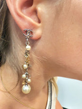 Load image into Gallery viewer, Chanel 06A Lucky Heart Charm Pearl Dangle Silver Gold Earrings