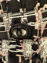 Load image into Gallery viewer, Chanel 20P Campaign Ad Tweed Pink Black White Eyelet Dress FR 38