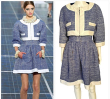 Load image into Gallery viewer, Chanel 13P Runway Blue White Dress Matching Bolero Jacket FR 40/42 US 4/6