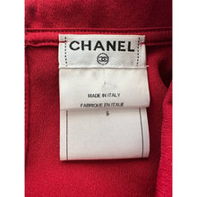 Load image into Gallery viewer, Chanel 09A Paris-Moscow Red Silk Crystal Polo Blouse FR 38