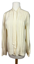 Load image into Gallery viewer, Chanel 1980’s Vintage Ecru CC Silk Logo Long Sleeve Blouse FR 42 US 6/8