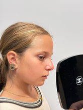 Load image into Gallery viewer, Chanel 12A Round CC Gold Metal Black Ribbon Clip On Earrings