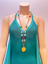 Load image into Gallery viewer, Chanel 98P 1998 Spring Vintage Gripoix Pearl Gold Metal Long Logo Necklace