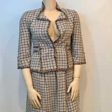 Load image into Gallery viewer, Chanel 08P, 2008 Spring 2 piece plaid tweed skirt suit jacket set size 10/12