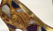 Load image into Gallery viewer, 1989 Chanel Vintage With Box! Satin CC logo Jewelry Heels EU 38.5 US 7.5/8