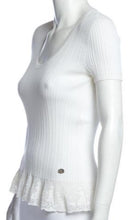 Load image into Gallery viewer, Chanel 06P 2006 Spring white ribbed Lace T-shirt Tee Top FR 46 US 10-12