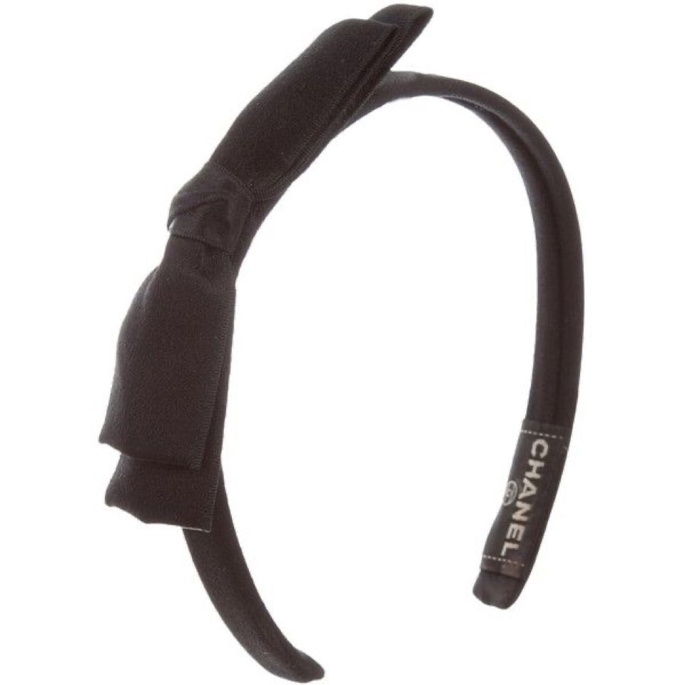 Chanel Black Satin Bow HeadBand Hair Accessory – HelensChanel display picture 1