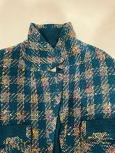 Load image into Gallery viewer, 93P, 1993 Spring Rare Chanel Vintage Turquoise Pink Tweed Jacket FR 40 US 4/6