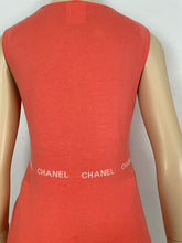 Load image into Gallery viewer, Chanel 04P, 2004 Spring Salmon/Orange Sleeveless sweater “Chanel" 8 times in design FR 42 US 8