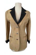Load image into Gallery viewer, Vintage Chanel 98P 1998 Spring Suede and Lambskin Leather Beige/Dark Brown Trim Jacket FR 36