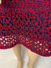 Load image into Gallery viewer, Chanel 14P 2014 Spring Crochet Navy Red Dress US 12/14/16
