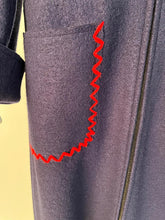 Load image into Gallery viewer, Chanel Vintage 97A 1997 Fall Navy Blue Red Trim Long Heavy Wool Winter Coat FR 38 US 4