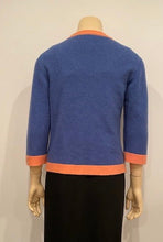 Load image into Gallery viewer, Chanel 07P 2007 Spring Dusty Blue Peach Trim Cashmere Cardigan Sweater FR 38 US 4