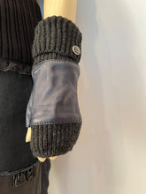 Load image into Gallery viewer, NWT Chanel 2016 16B Leather Cashmere Navy/Black/Dark Grey Fingerless Gloves Size 8