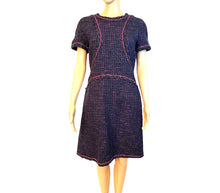 Load image into Gallery viewer, Chanel Navy Blue Black Pink Tweed Dress FR 40 US 6/8