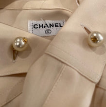 Load image into Gallery viewer, Vintage Chanel Ecru Embroidered CC Blouse Top US 12