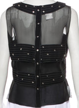 Load image into Gallery viewer, Chanel 2003 Fall 03A Snap Collection black silk chiffon blouse top FR 42 US 6/8