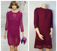 Load image into Gallery viewer, Chanel 14P 2014 Spring Crochet Navy Red Dress US 12/14/16