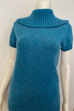Load image into Gallery viewer, Chanel 07A 2007 Fall Short Sleeve Turquoise Pullover Turtleneck Sweater Top Blouse FR 40 US 6/8