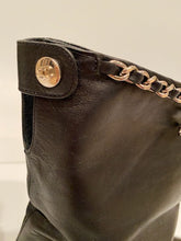 Load image into Gallery viewer, Chanel Black Leather Mid Length Calf CC Chain Logo Boots EU 39.5 US 8.5/9