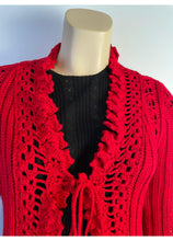 Load image into Gallery viewer, Chanel 04P 2004 Spring Red Crochet Cardigan FR 38 US 4/6