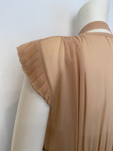 Load image into Gallery viewer, Vintage 2002 Chanel 2 piece beige silk chiffon pleated accordion dress set US 6
