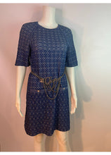 Load image into Gallery viewer, Chanel Blue White Silver Sparkle Geometric Stretch Dress FR 36 US 2/4/6