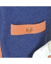 Load image into Gallery viewer, Chanel 07P 2007 Spring Dusty Blue Peach Trim Cashmere Cardigan Sweater FR 38 US 4