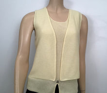 Load image into Gallery viewer, Chanel vintage 00C 2000 Cruise Resort Pastel Pale Yellow Short Sleeve Twinset Blouse Tank Top FR 36 US 4