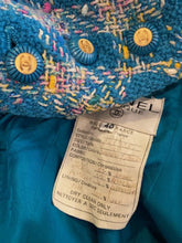 Load image into Gallery viewer, 93P, 1993 Spring Rare Chanel Vintage Turquoise Pink Tweed Jacket FR 40 US 4/6