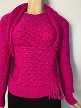 Load image into Gallery viewer, Chanel 2012 Fall 12A Pink Fuchsia Sweater w attached Scarf FR 34