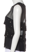 Load image into Gallery viewer, Chanel 2003 Fall 03A Snap Collection black silk chiffon blouse top FR 42 US 6/8