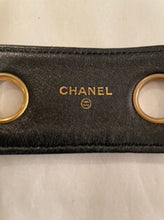 Load image into Gallery viewer, Vintage Chanel Belt Black Quilted Grommets Leather gold Chain Size 75/30