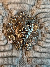 Load image into Gallery viewer, Chanel 17P 2017 Spring Pastel Sea foam Blue Short Sleeved Cashmere Cardigan Sweater Top Metal Lions Heads Blouse FR 36 US 4/6