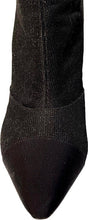 Load image into Gallery viewer, Chanel Black Sparkle Bootie Metal logo Heel Boots EU 38.5 US 8