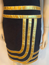 Load image into Gallery viewer, NWT Chanel 19A 2019 Fall Paris Egypt Runway Black Gold Trim Dress FR 34 US 4